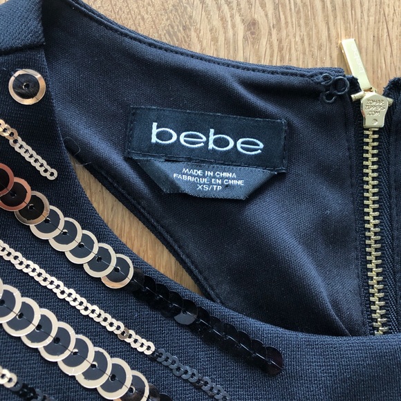bebe Black Dress with Gold Sequins - Picture 3 of 4